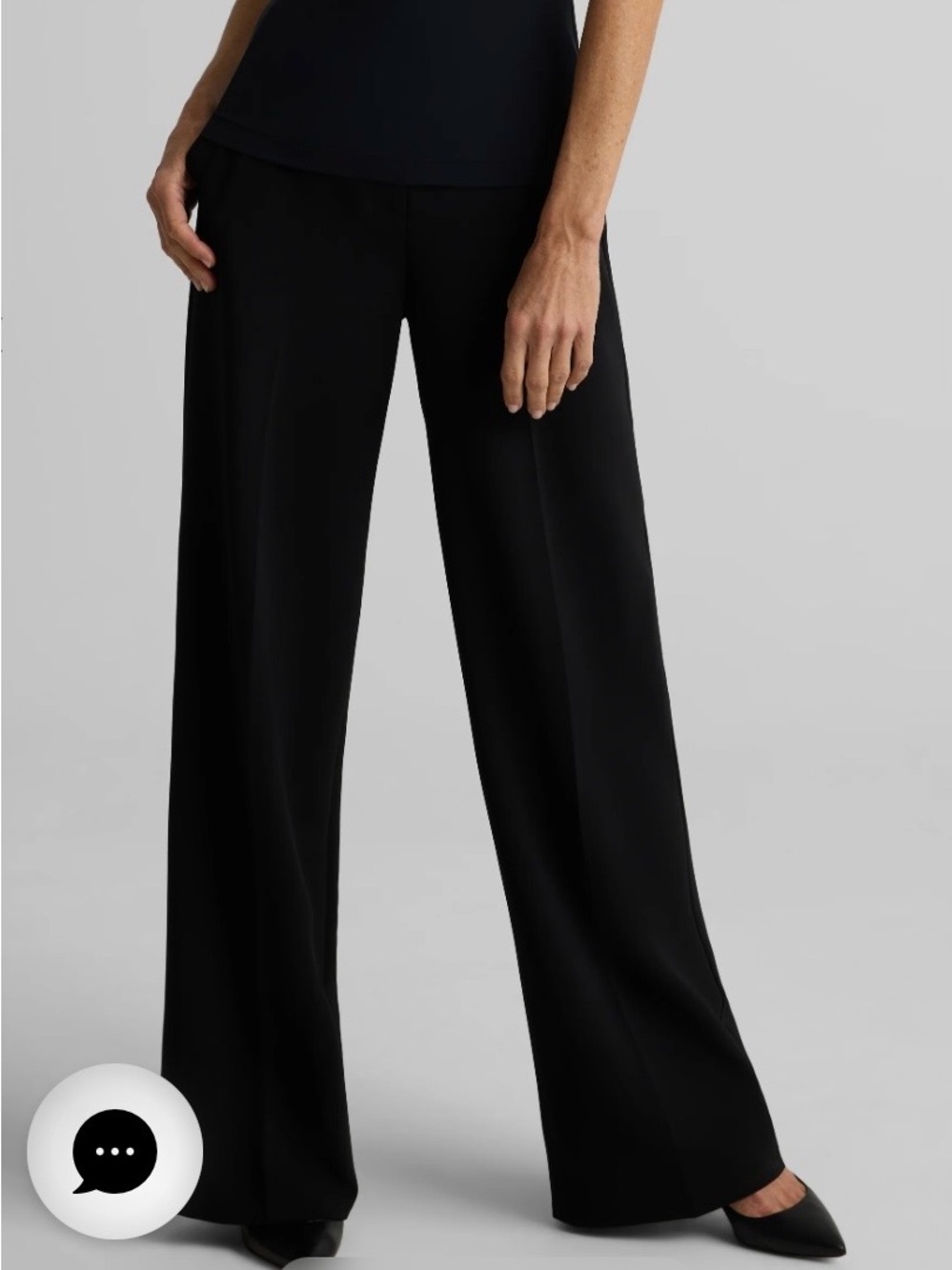 ST. JOHN Caviar Wide-Leg Santana Knit Black Women's Luxury Size 12 80% Wool Pant